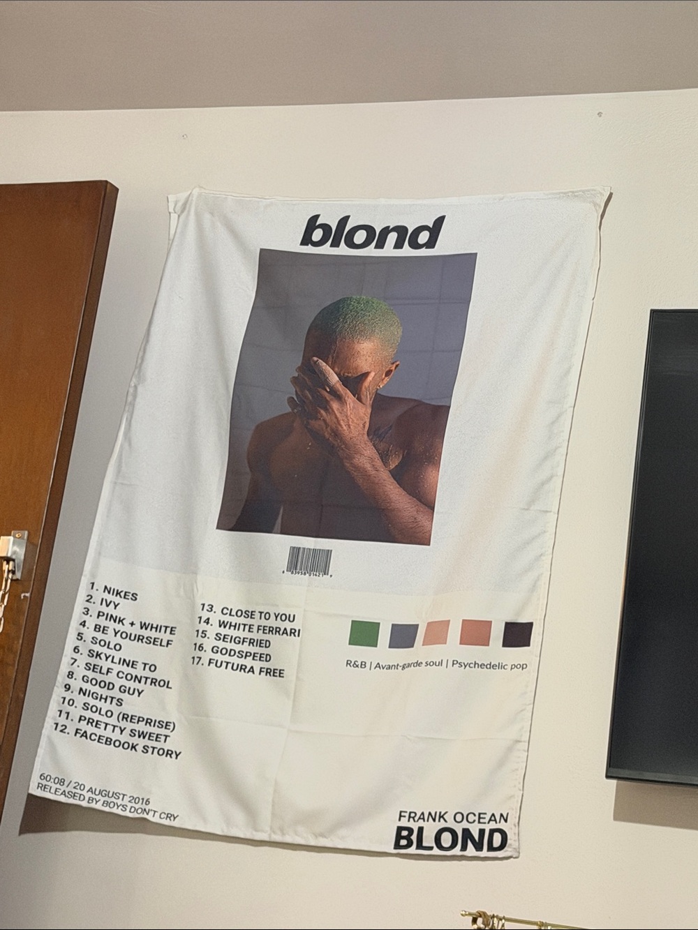 Frank Ocean BLOND Wall Art Tapestry - Cream with Multicolor Print
